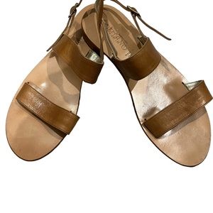 Positano Classic Band Sling Italian Made Leather Flat Sandals - Tan